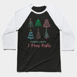 Christmas Twinkle Lights Merry Nights Baseball T-Shirt